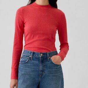 GAP Essential Rib Mockneck Shirt - Red - Size: XL